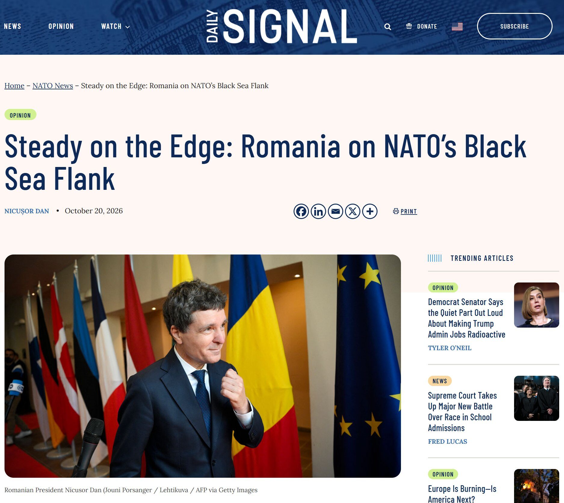 Pledoarie pentru o prezență militară americană consolidată în România în articolul publicat de Nicușor Dan