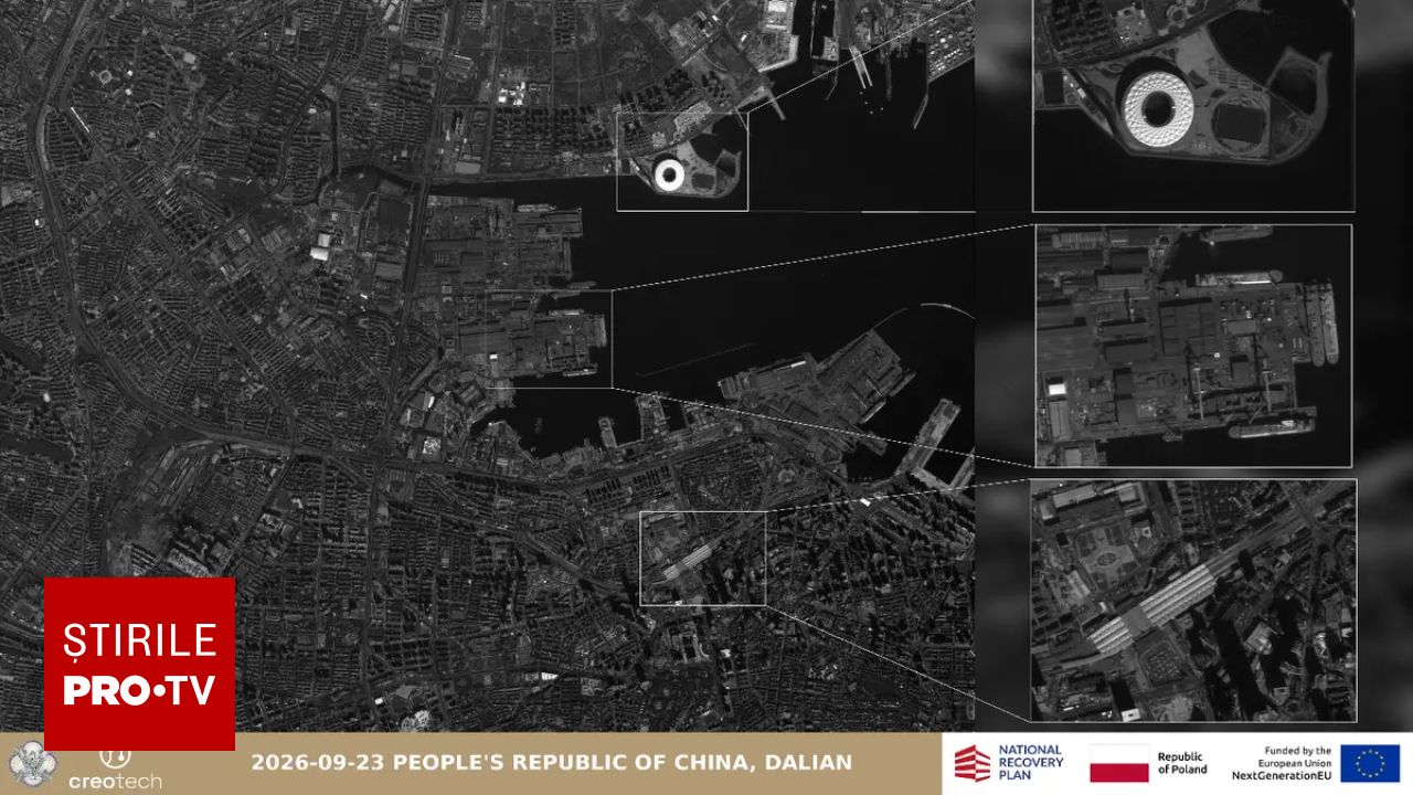 Satelitul polonez Mikroglob-1 a surprins construcția unui portavion chinez cu propulsie nucleară